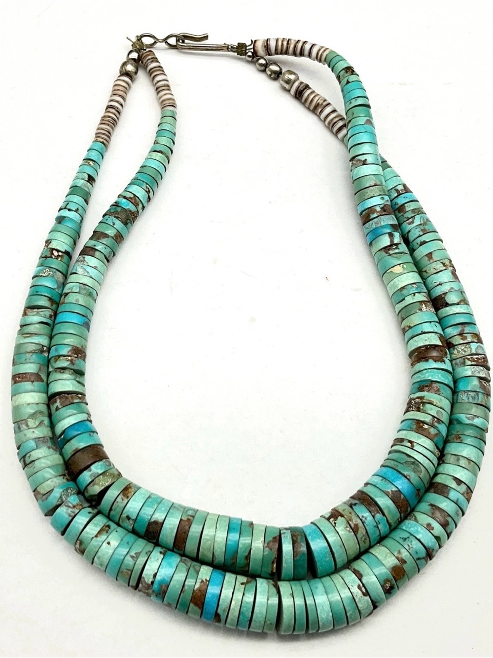 Turquoise Heishi Double-Strand Necklace - Unbranded- 13 inch